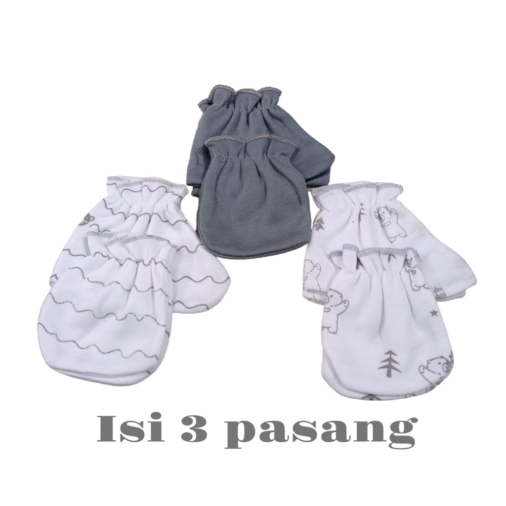 3 pcs/set Sarung Tangan dan Kaos Kaki Bayi Grey Series Abu