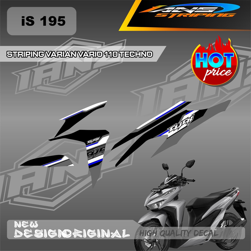 STIKER DECAL VARIO 110 SIMPEL GRAFIK GARIS 2 WARNA  / STIKER STRIPING SEMI FULL BODY HONDA VARIO 110 TECHNO / STIKER KERETA VARIO 110 TECHNO IS195