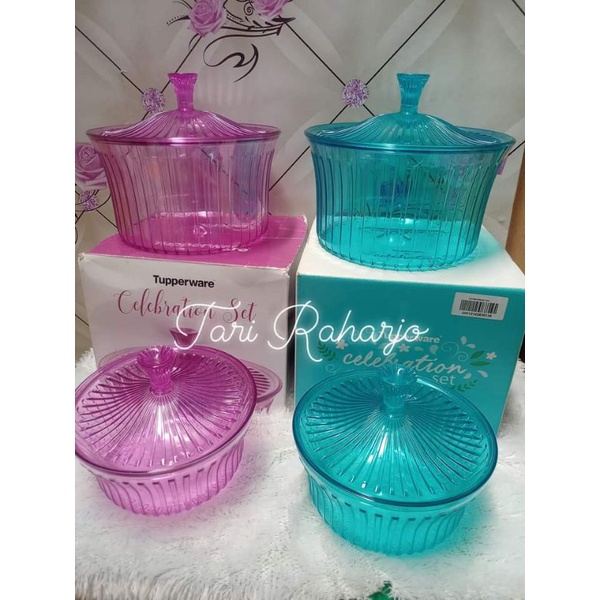 tupperware celebration set toples kristal bening toska ungu