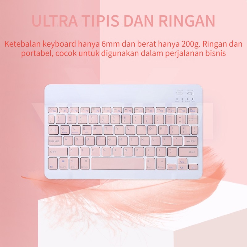 YUN Mall 10 inch Wireless Bluetooth Keyboard Lightweight Portable For apel Samsung Xiaomi iPhone Colorfu