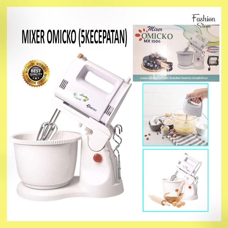 FS-MIXER OMICKO MX1506 STANDING 5 KECEPATAN / MIXER COLOKAN LISTRIK ALAT PENGADUK KUE SET MANGKOK