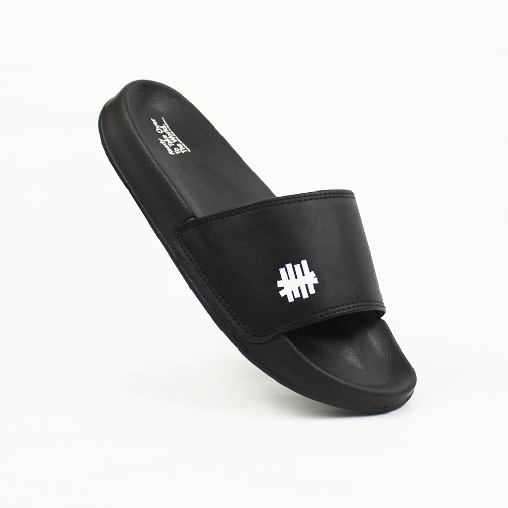 Sendal Selop BOYSCODE Footwear Co. Hitam Pria Wanita / Sandal Slide Cowok / Sandal Slip On / Sandal 