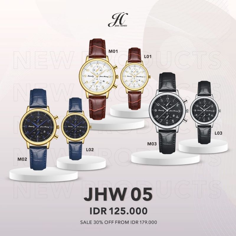 JHW05 JAM TANGAN COUPLE JAM TANGAN WATER RESISTANT JIMS HONEY ORIGINAL