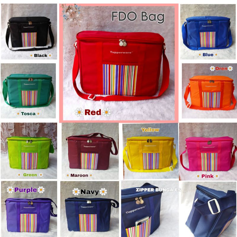 Tas Bekal Tupperware Fdo ( Zipper bunga Es ) / Tas Multifungsi/ Fdo bag