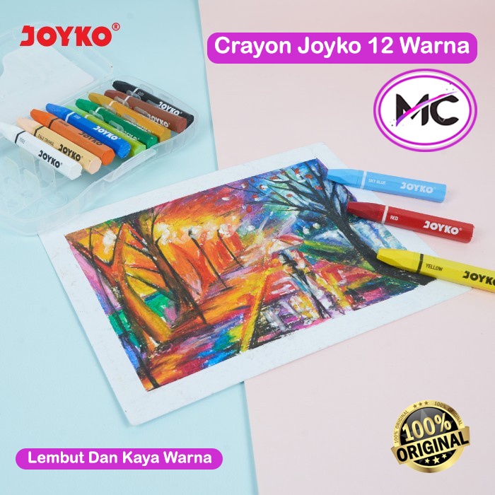 Krayon Anti Air Joyko Crayon Oil Pastel Set Art Pewarna Minyak Perwana Buku Gambar