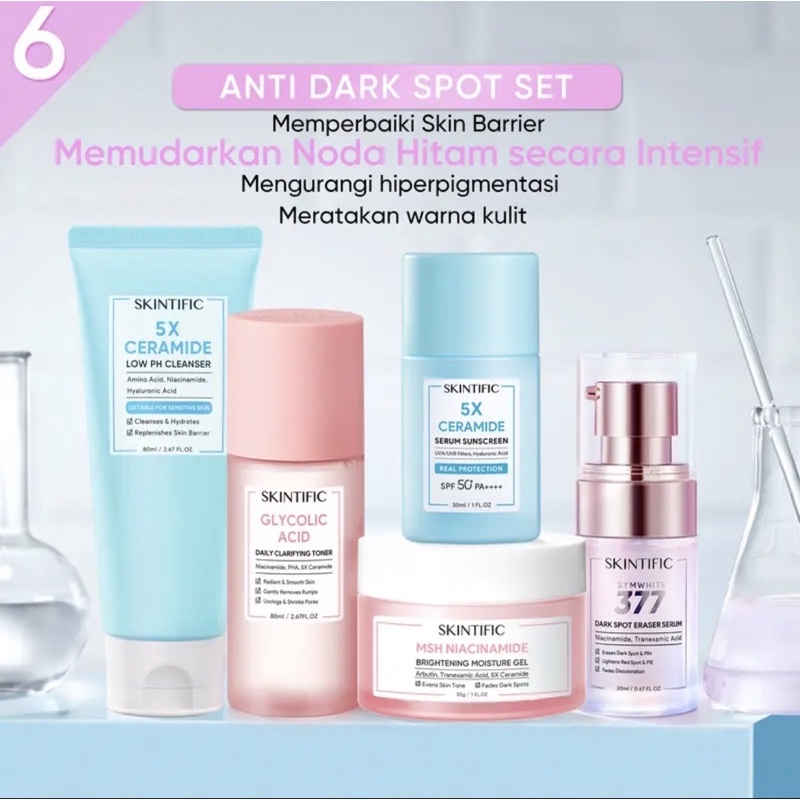 5 PCS SKINTIFIC PAKET FLEK HITAM(ANTI DARK SPOT) BPOM ORIGINAL 100%