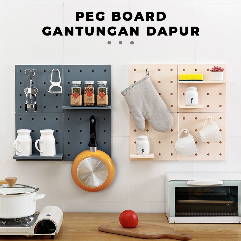 Rak Tempel Dinding Serbaguna PegBoard Tatakan Penyangga Miniatur Pajangan Kotak Bumbu Sabun Di Kamar Dapur Toilet Papan Ambalan Dinding Tempat Gantung Kunci Gunting Lainnya Rapih Cantolan Tempel | GROSIRXPRESS