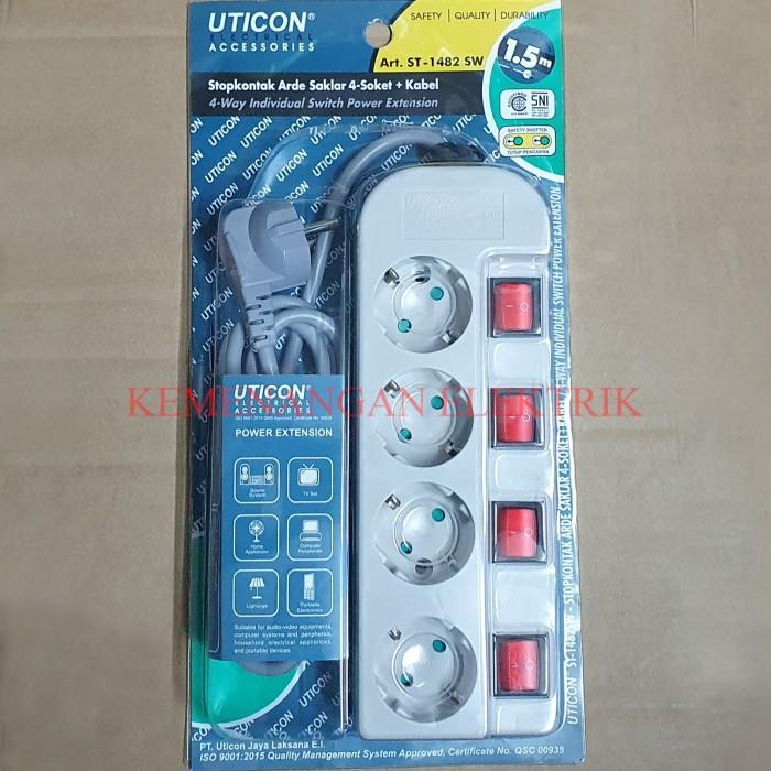 STOP KONTAK ARDE UTICON 4 LUBANG ST 1482 SW + SAKLAR / COLOKAN LISTRIK