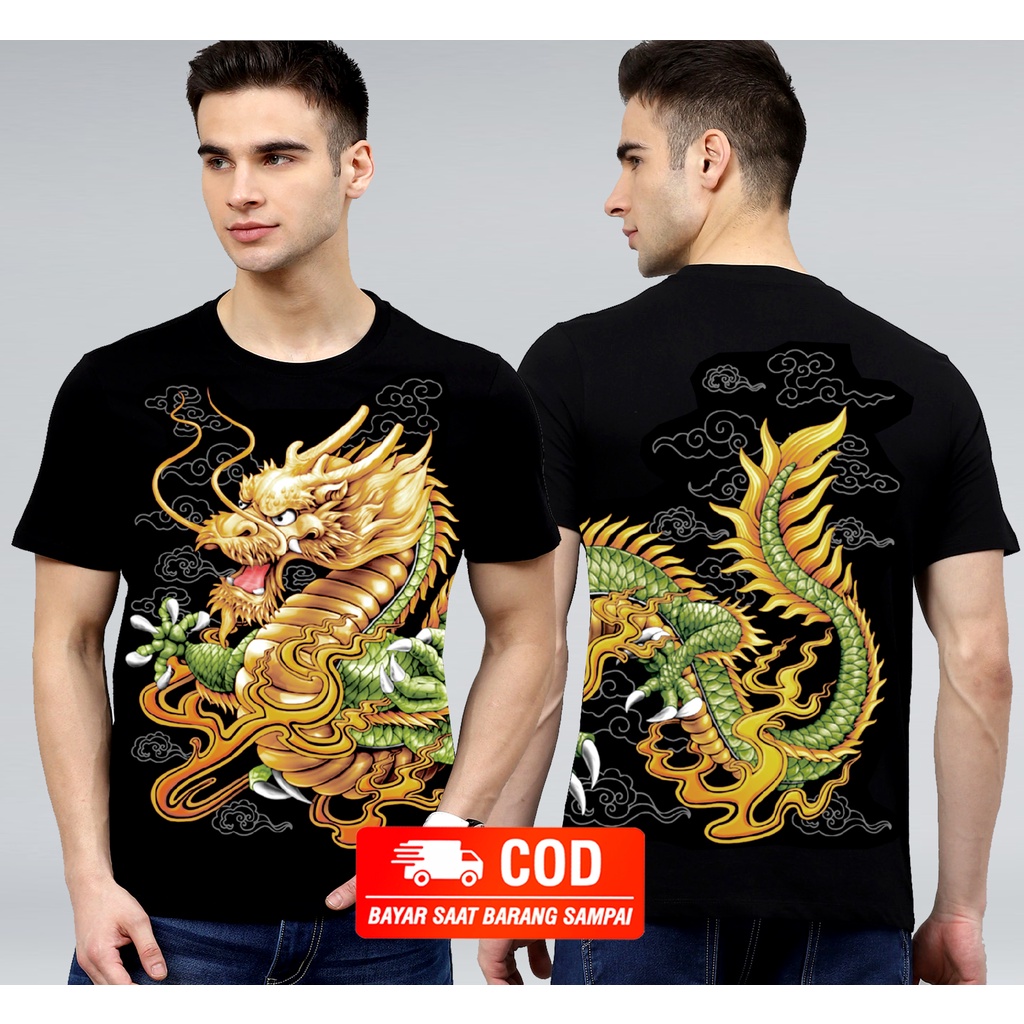 Kaos Motif Naga Depan Belakang Sablon Kaos Pria Dewasa