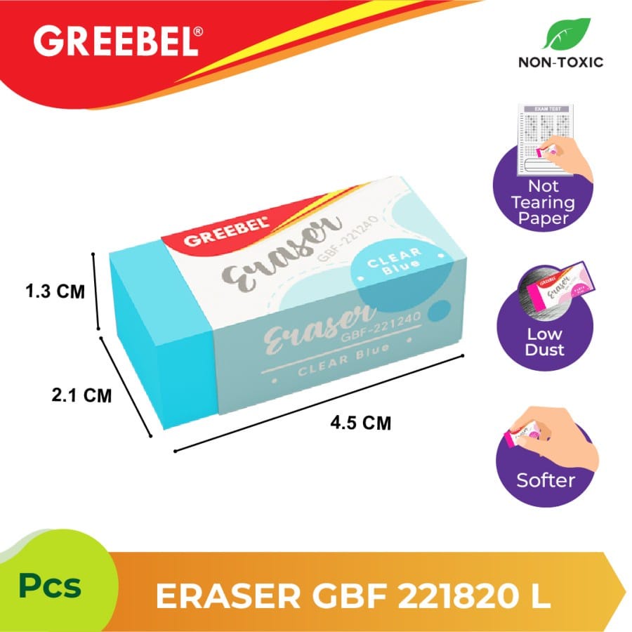 Greebel Penghapus warna warni  GBF-221820 / Penghapus Putih GBW-120620 / Penghapus Hitam  GBB-141820