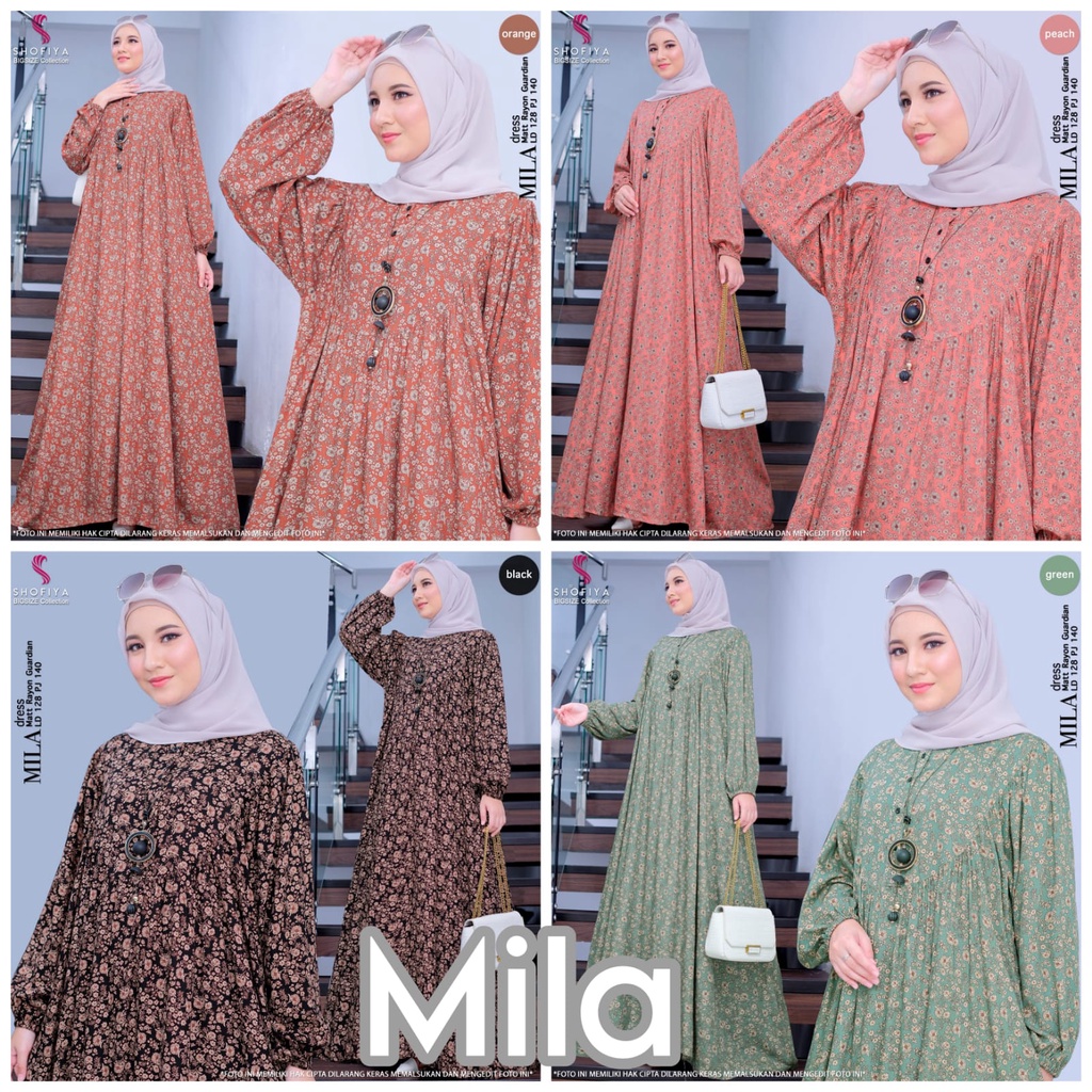 MILA PERMATA DRESS MAXY GAMIS BY SHOFIYA BAHAN RAYON GUARDIAN MOTIF BUNGA AIRFLOW EMBROIDERY IMPORT