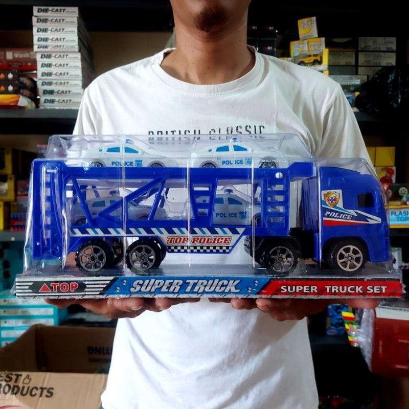 Mainan Mobil Truk Hauler Polisi - Miniatur Mobilan Towing Police Anak Laki Cowok