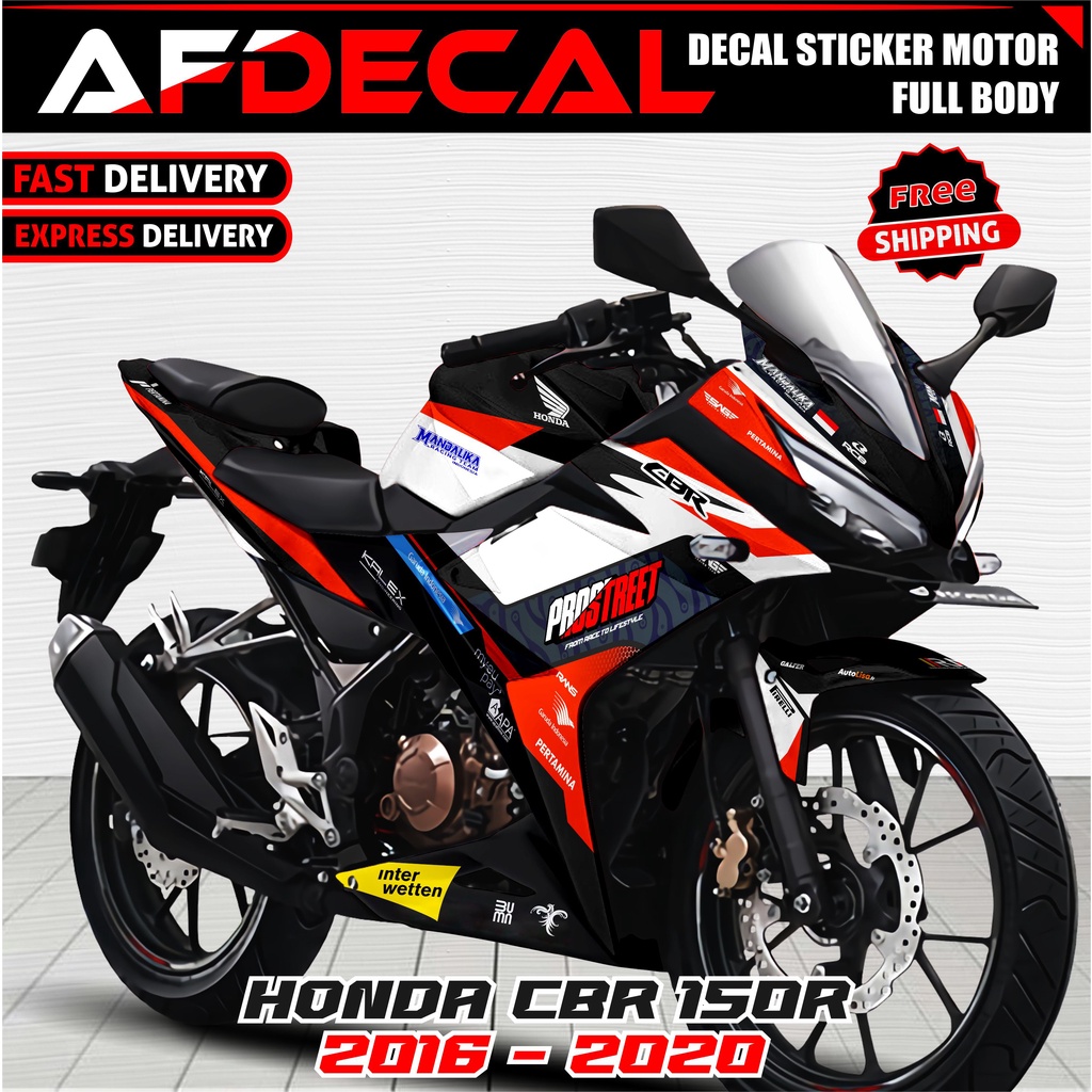 decal honda motor cbr150r facelift stiker cbr 150r facelift motif mandalika black