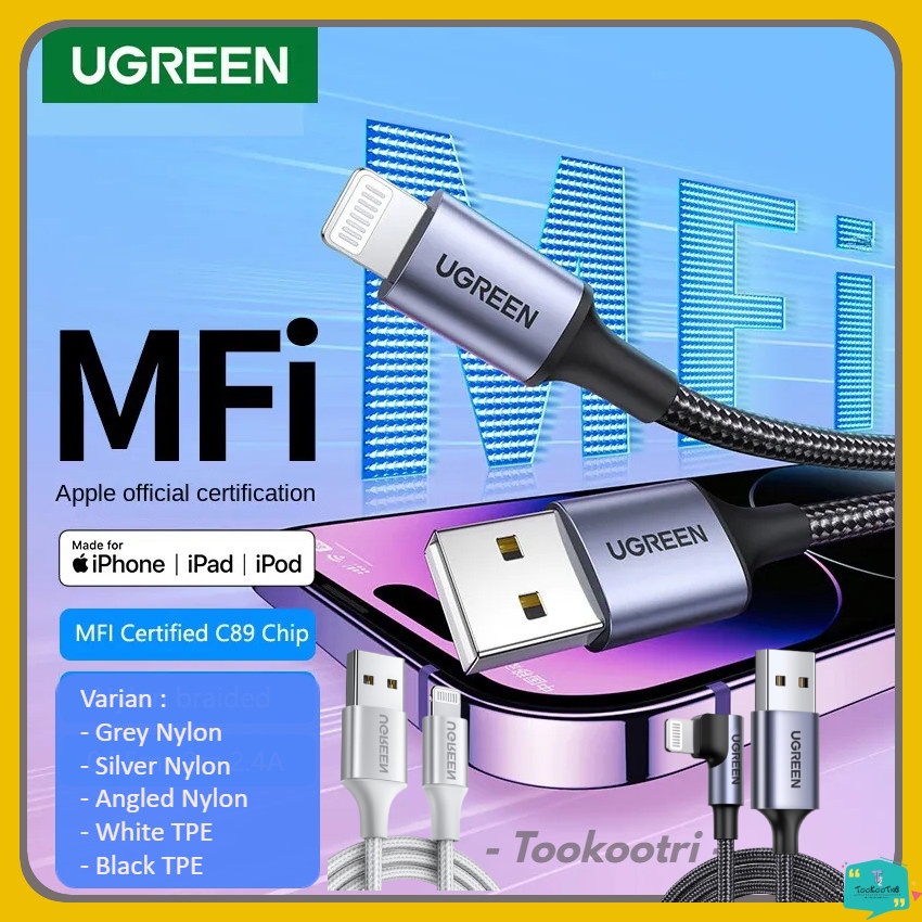 UGREEN Kabel Data Iphone MFI Usb To Lightning 2.4A Fast Charging Ipad