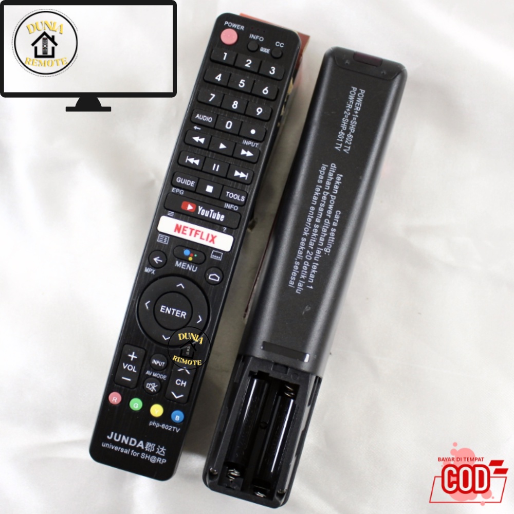 Remot Remote TV SHARP PHP-602TV LED AQUOS SMART TV ANDROID youtube netflix