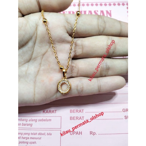 kalung pre liontin emas muda berat 3,0 gram kadar emas 35% , panjang kalung 45 cm