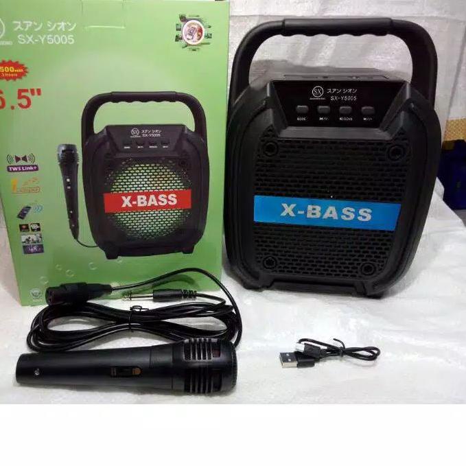 ❋ Speaker Bluetooth Karaoke SX-Y5005 X-BASS 6'5 inch (Bonus mic) ←