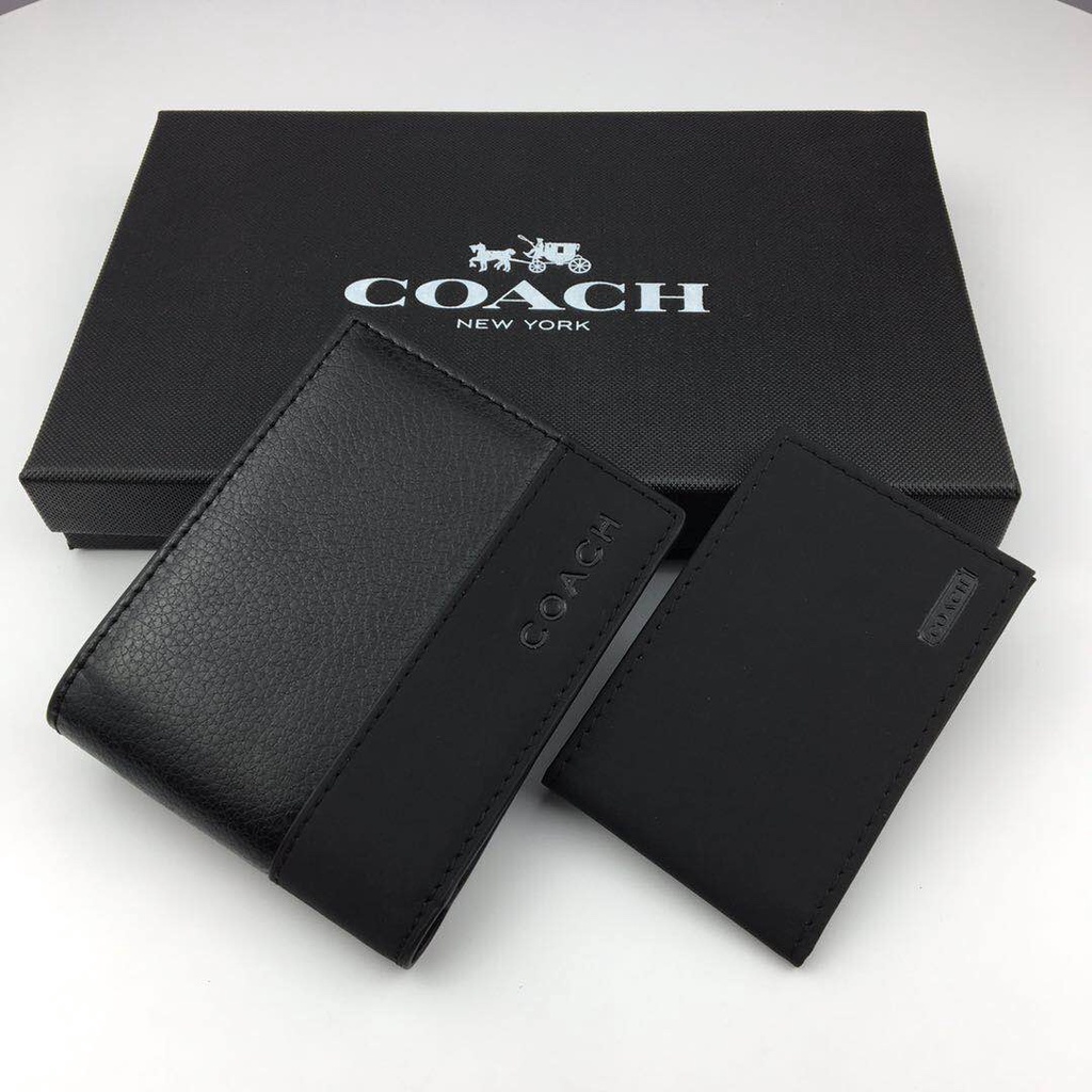 [Instant/Same Day]74634  coach Men Short Wallet Melipat dompet  qianbao