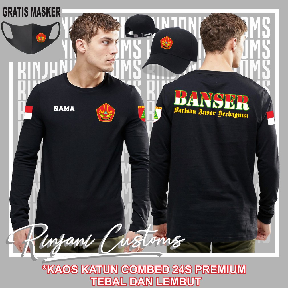 KAOS BANSER GRATIS NAMA DAN MASKER - KAOS TSHIRT BARISAN ANSOR SERBAGUNA NAHDLATUL ULAMA (BANSER) - 