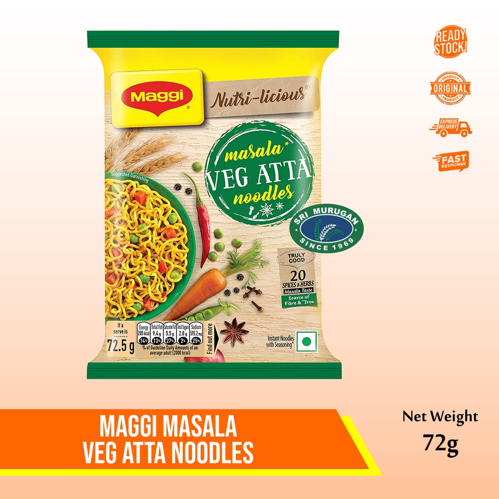MAGGI MASALA VEG ATTA NOODLES 72g