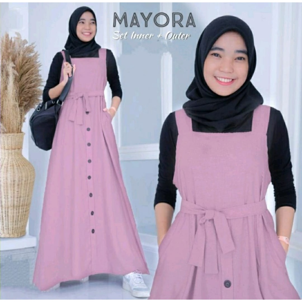 Baju Gamis Anak Remaja Mayora Set Inner & Outer Dress Muslim Dres Lebaran