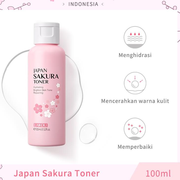 ♣ LAIKOU Japan Sakura Toner Cherry Blossom Serum Air Me Mengurangi Bintik-bintik Mengencangkan Kulit