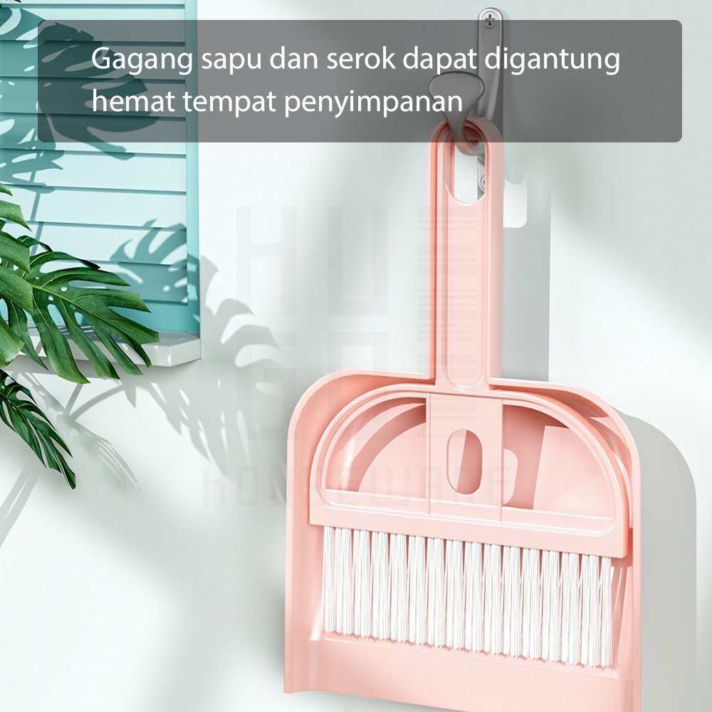 HUGO Sapu Mini Set Pengki Serbaguna Mini Dustpan Set