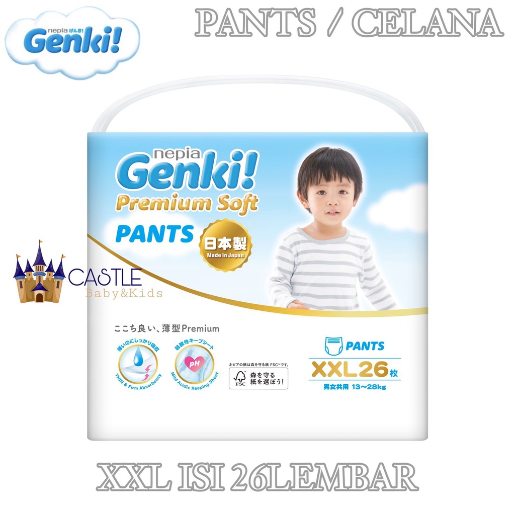 Nepia Genki Jumbo Pack Pants - Premium Soft Pants - Popok bayi Sekali pakai M58 /  L 44 / XL 38 / XXL 26