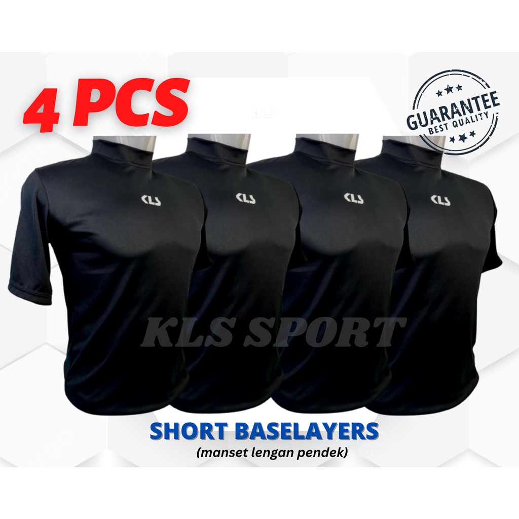 4 pcs Manset Lengan Pendek Baju Olahraga Gym Pria Wanita, Baselayers KLS