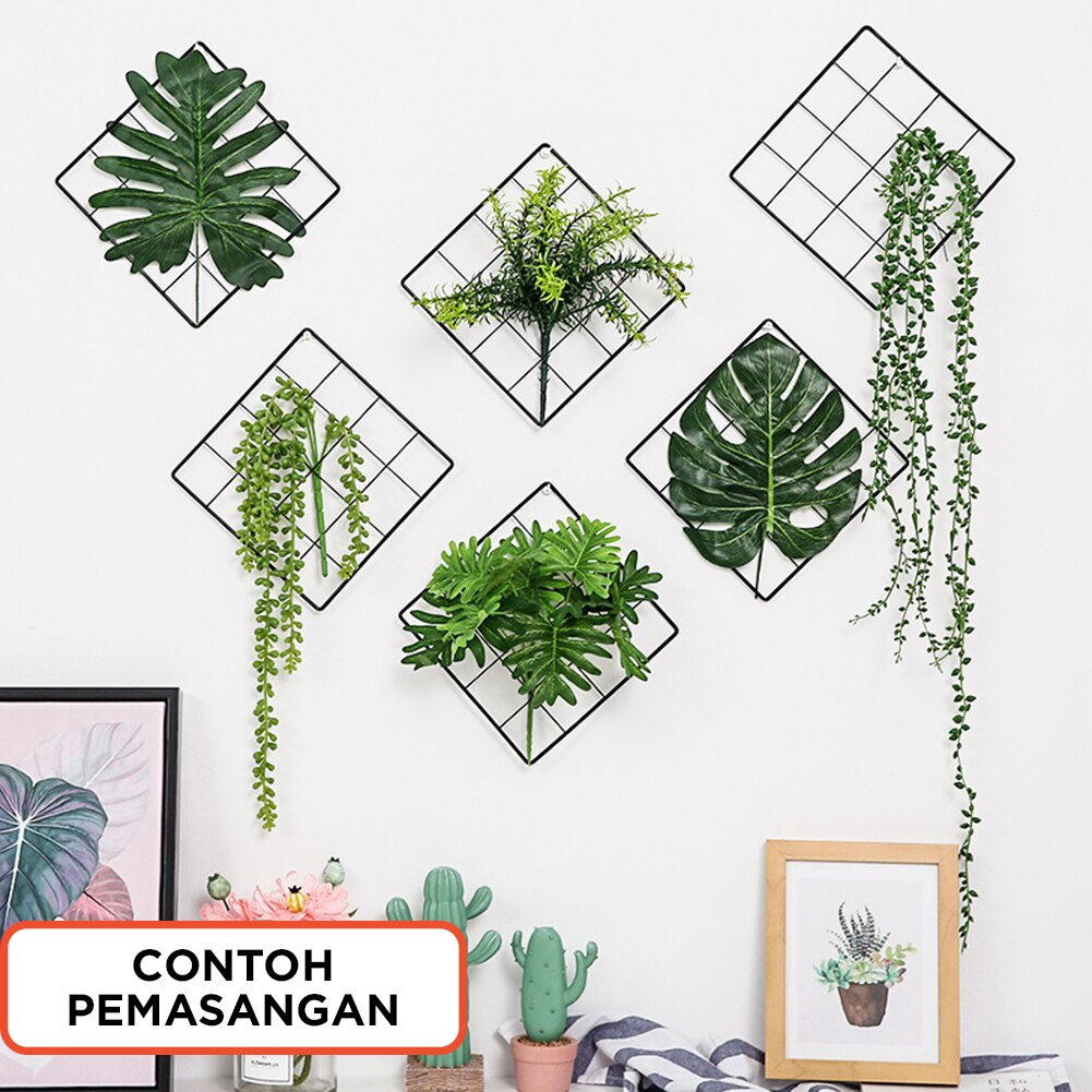 Hijang Segi 35 Hiasan Kerajang Besi Organizer / Rak Dinding Gantung Foto Frame Wire Grid Mesh Hijan Baru