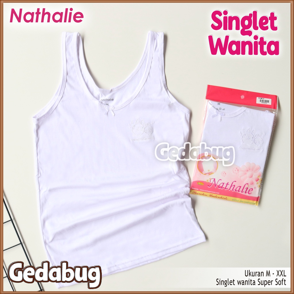 Singlet Wanita Nathalie | Tangtop wanita warna dasar Putih Super lembut dan adem | Gedabug