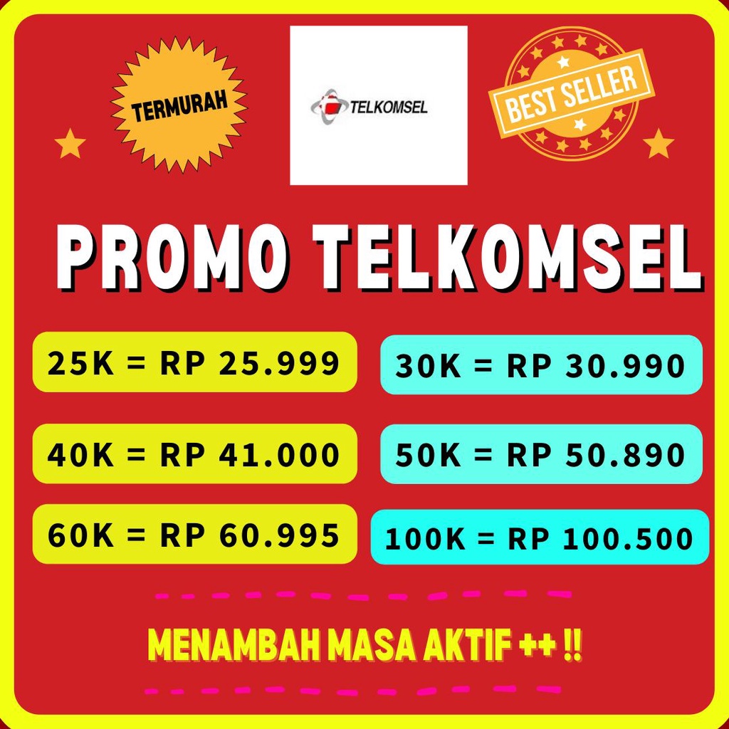Promo Pulsa Reguler Telkomsel As Simpati Loop 25k 30k 35k 40k 45k 50k Murah