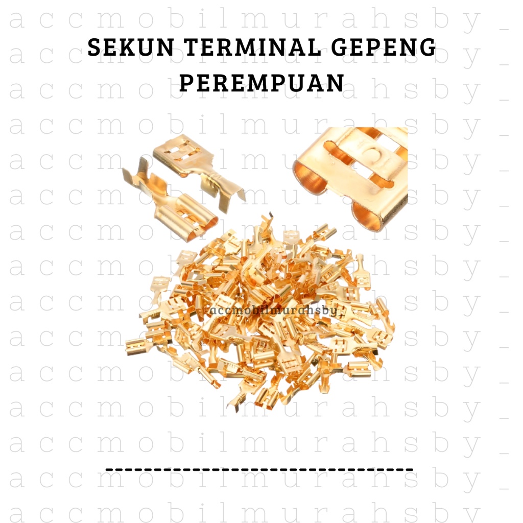 100PCS Skun Sekun Terminal Kabel Gepeng Sedang Kuningan MaleFemale PLASTIK