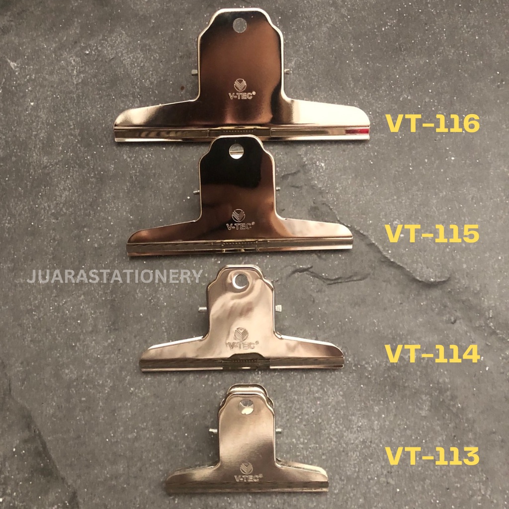 JUARASTATIONERY Bulldog Clip VTec 113 114 115 116 / Clip Besar Kertas / Klip Besar Kertas