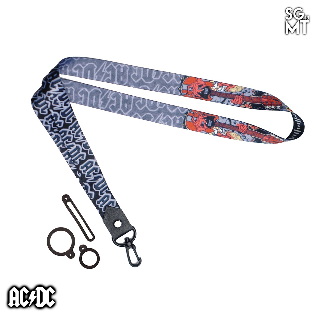 Lanyard id card holder name tag Hp Lanyard full printing ACDC 3 pcs Oring