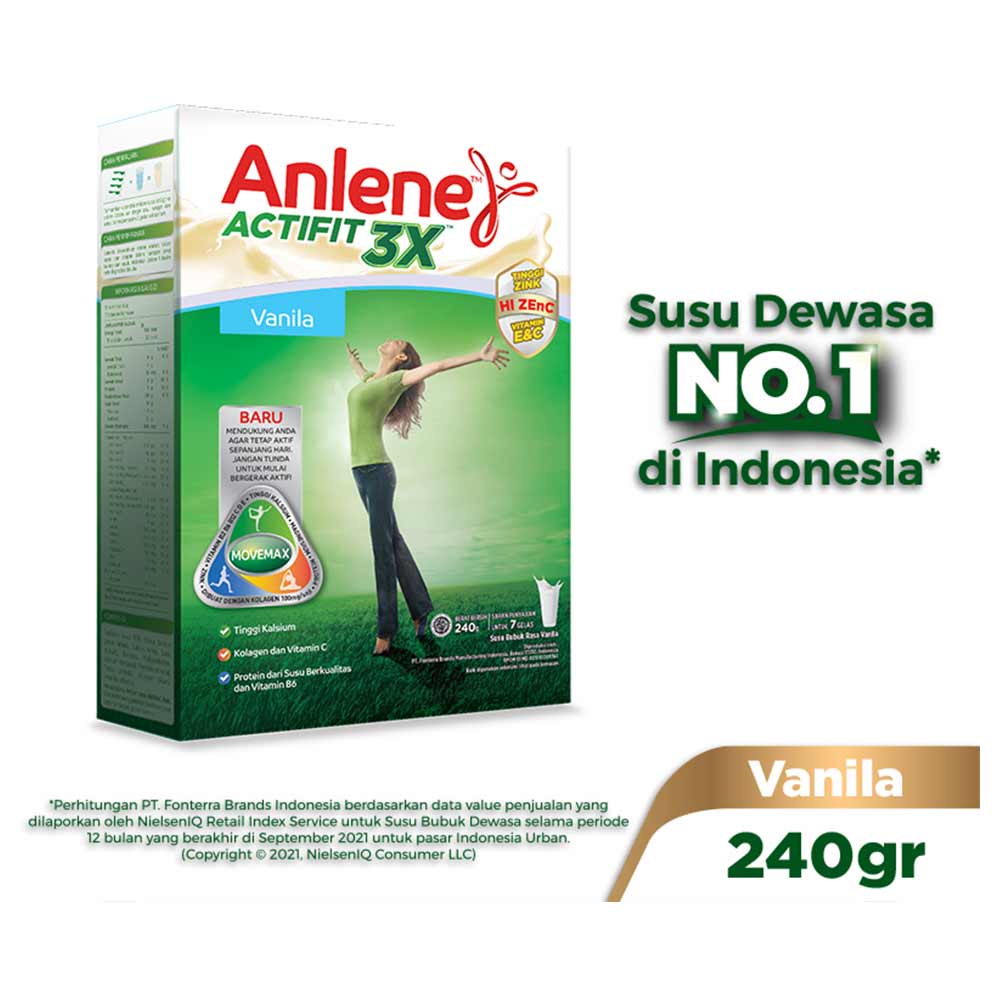 

Anlene Actifit 3x Cokelat Vanilla 240g Susu Kalsium