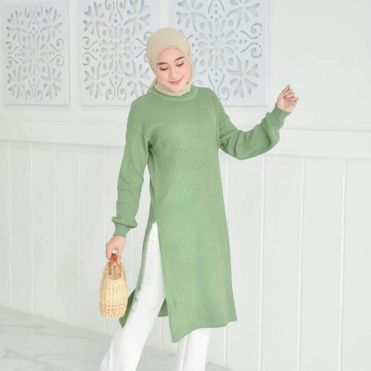 SIAP KIRIM KARENINA TUNIK RAJUT / Karenina Long Tunik / Baju Muslim / Elysa midi dress / Rajut Tunik