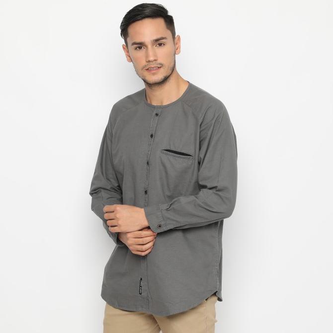 Discount Brill Eighty Eight - Kemko Panjang Round Neck Gray 88 K5104 /BAJU KOKO PRIA/BAJU KOKO DEWAS
