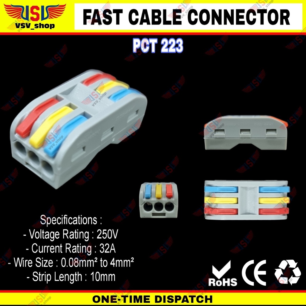 Terminal Konektor Kabel Sambung Cabang Quick Cable Connector wago WARNA
