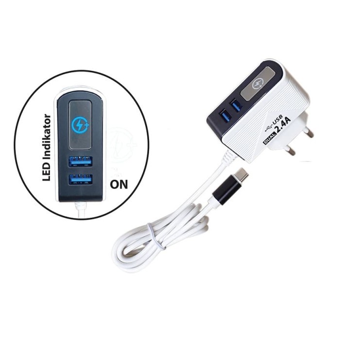Best Charger Hp Murah Securiguard Dual Port Usb 2.4A + Cable 2.4A - Type C