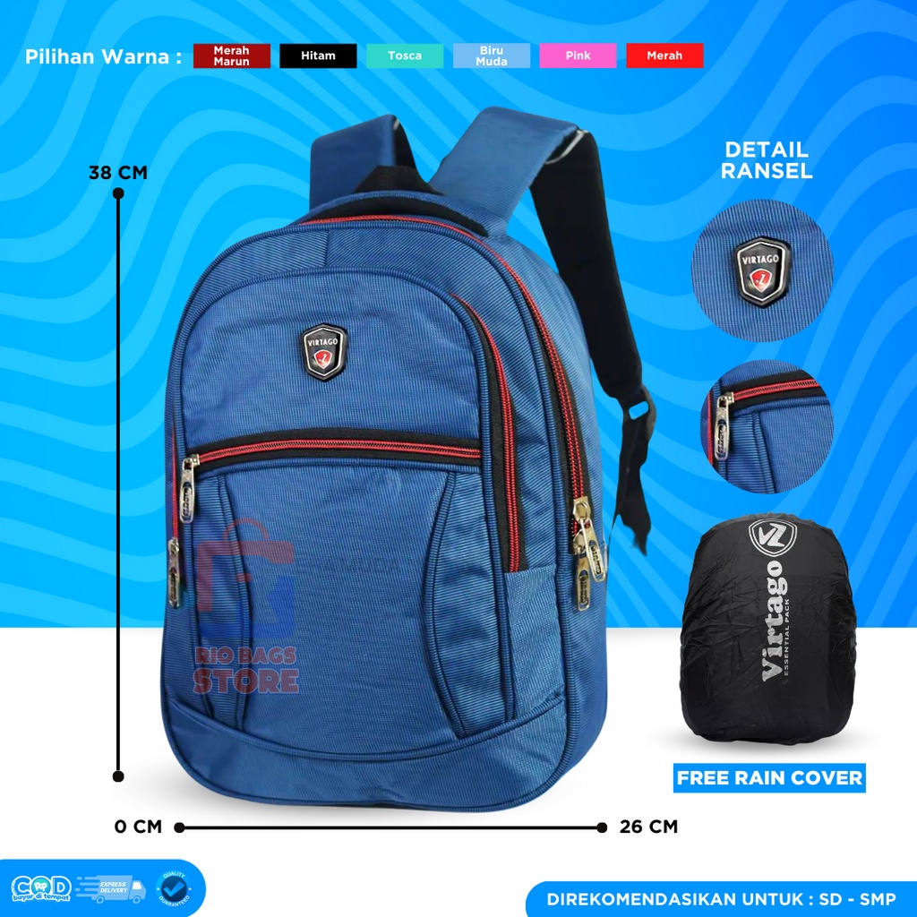 Tas Ransel Virtago/Tas Sekolah TK-SD-SMP/Tas Laptop Unisex