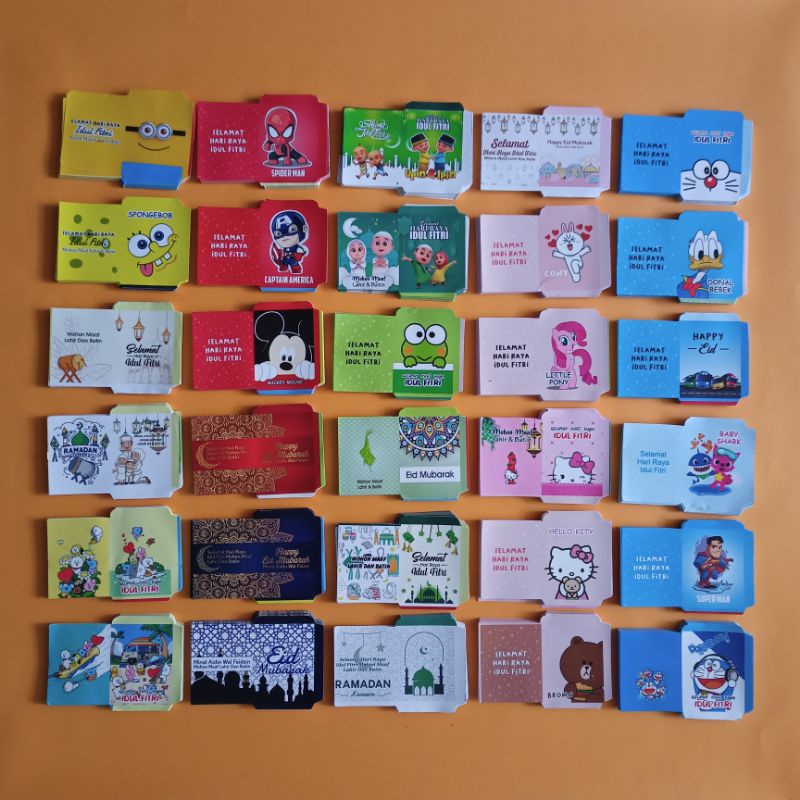 

1000 lembar amplop lebaran MINI karakter motif viral glossy murah 1 kg