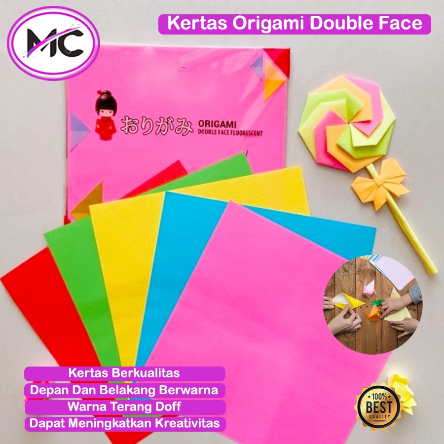 Kertas Origami 2 Sisi Kertas Lipat Warna Warni Double Face Kertas Kerajinan  Melipat Origami Paper Kertas Warna Bulak Balik