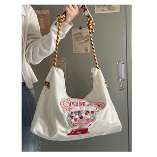 Bag Embroider  Cartoon Alphabet Canvas bag Tote Bag Student Zipper Crossbody Bag 10105