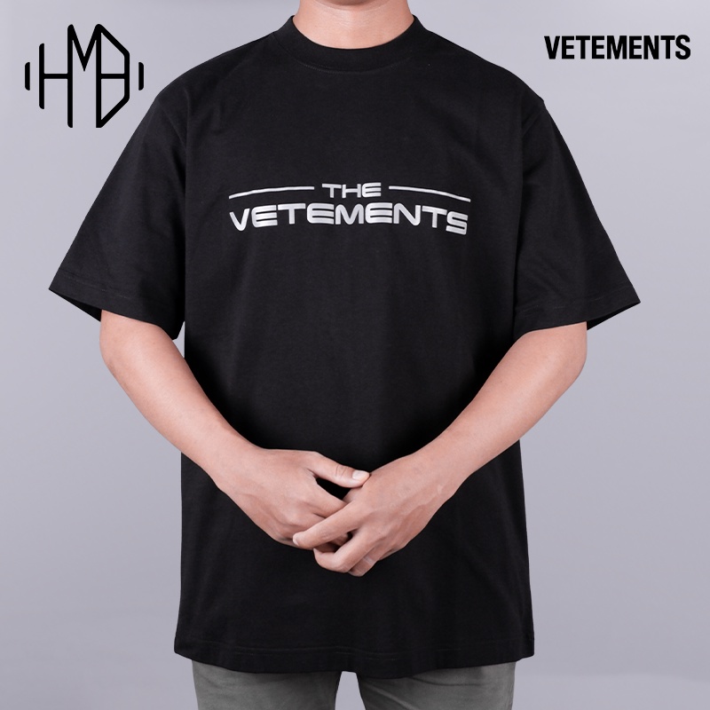 Vetements Reflective Logo Tee Black