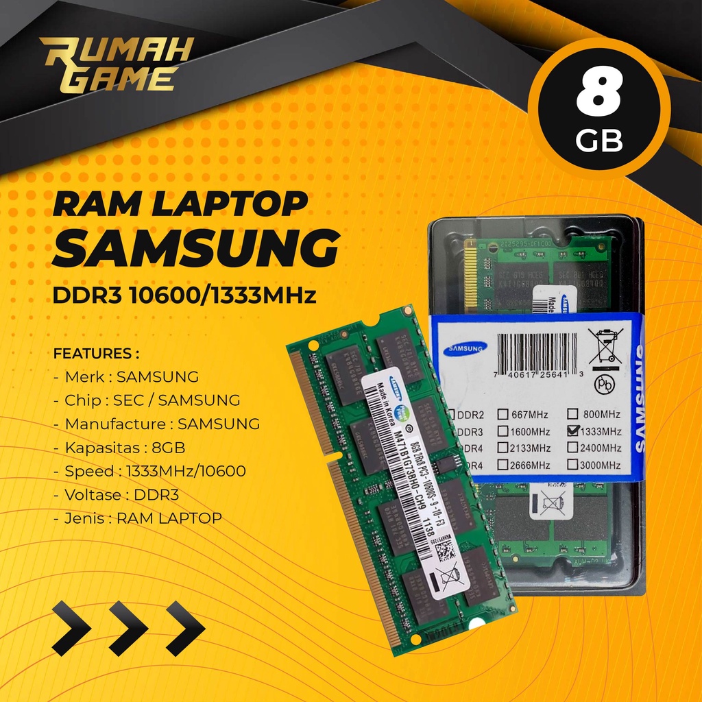 Ram Samsung 8Gb DDR3 10600/1333Mhz