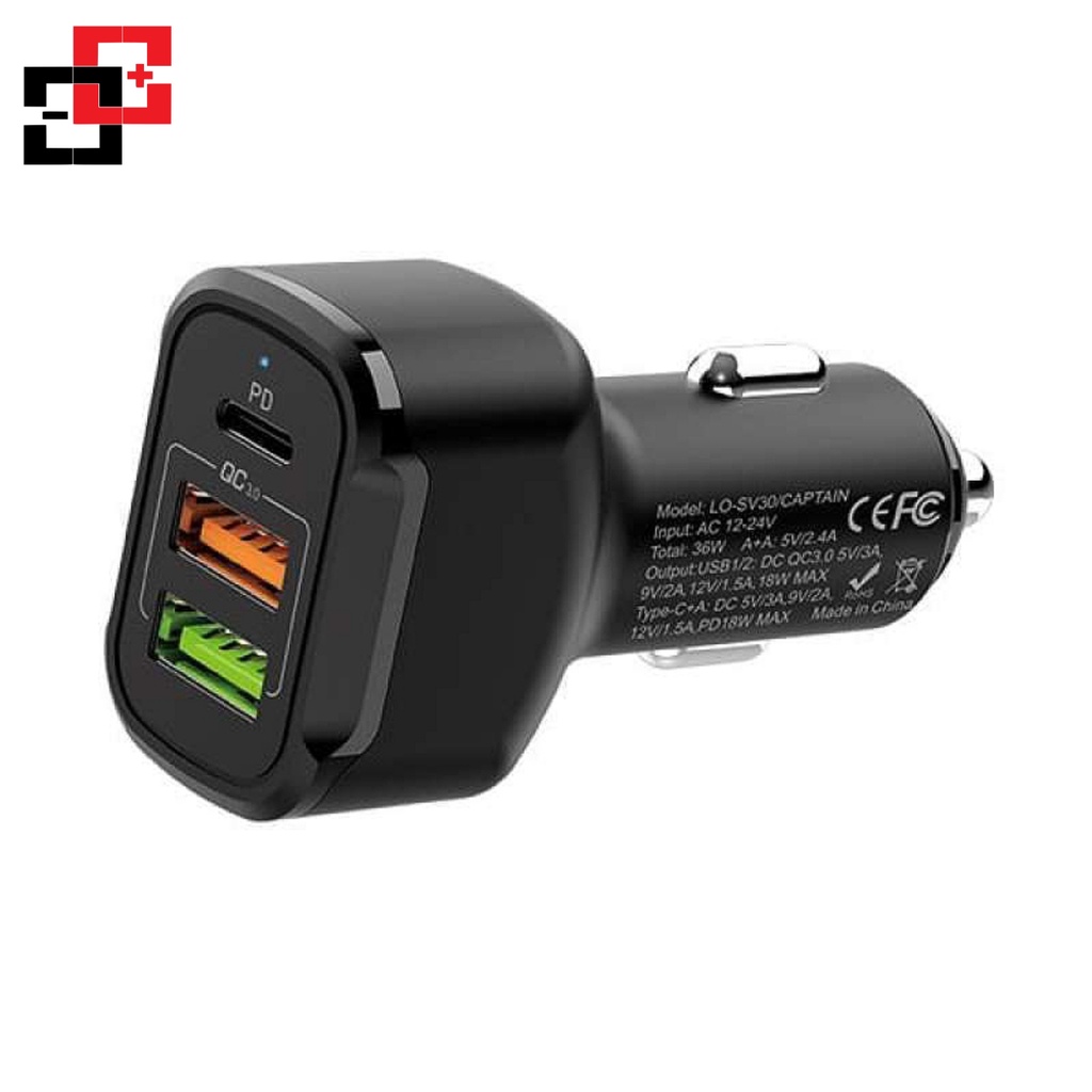 LOG - ON SV30 Saver Mobil PD 18W | USB A 18W Quick Charger 3.0 Fast Charging