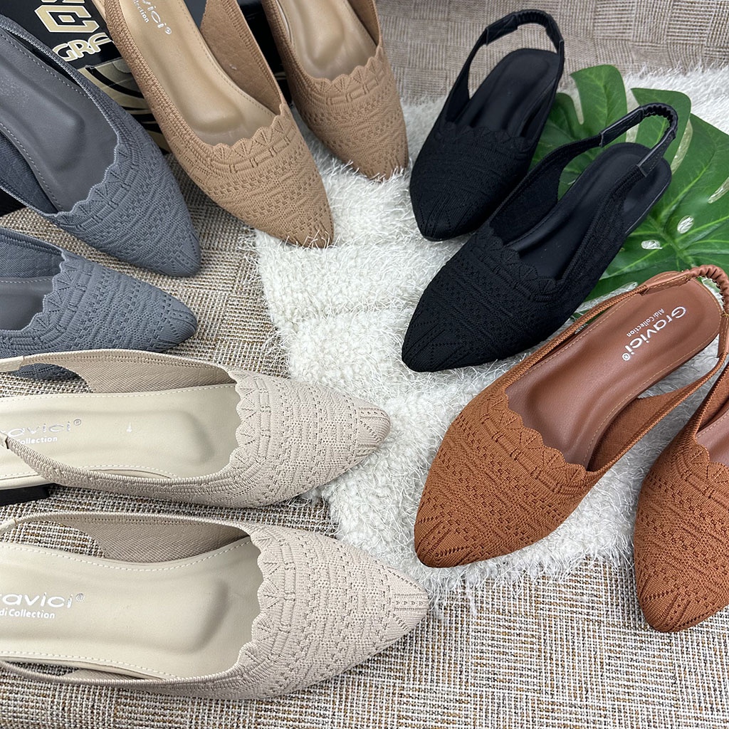 Sepatu Hak Tahu Wanita Tali Bahan Rajut Import PO-06 GRAVICI