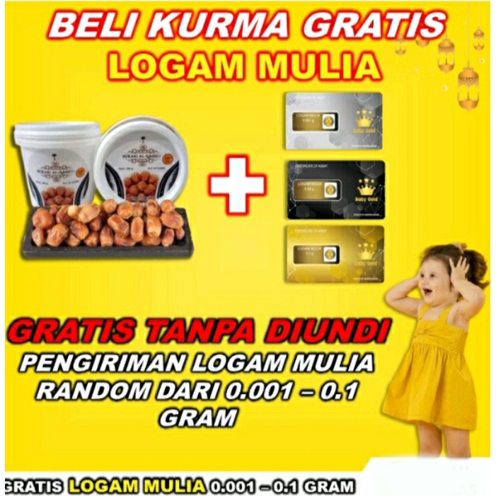 KURMA SUKARI GRADE PREMIUM ORIGINAL TERBAIK TERENAK KEMASAN EMBER 850GR - GRATIS EMAS TANPA DIUNDI - BISA COD