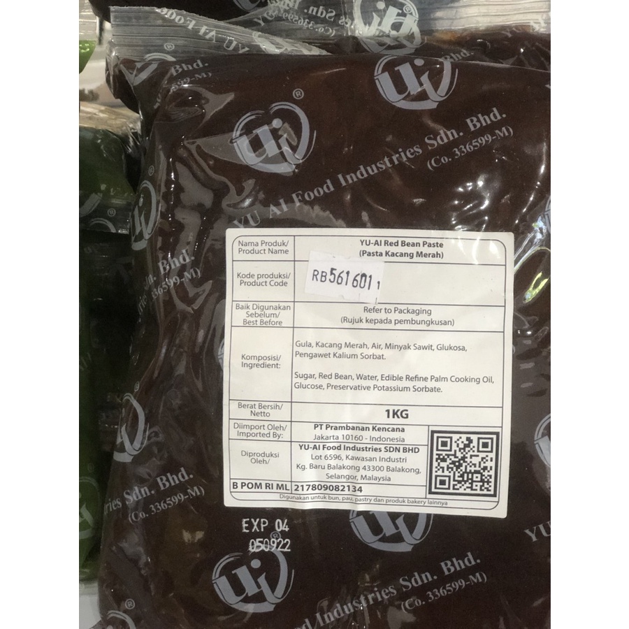 

Yu Ai Red Bean / Pasta kacang merah / Selai Kacang Merah 1 Kg
